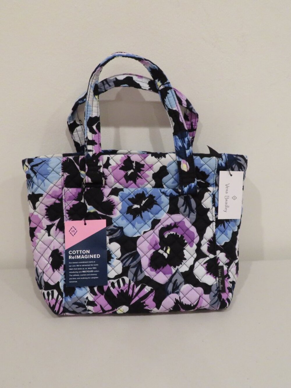 Vera Bradley Plum Pansies Quilted Multi‑Strap Shoulder Bag